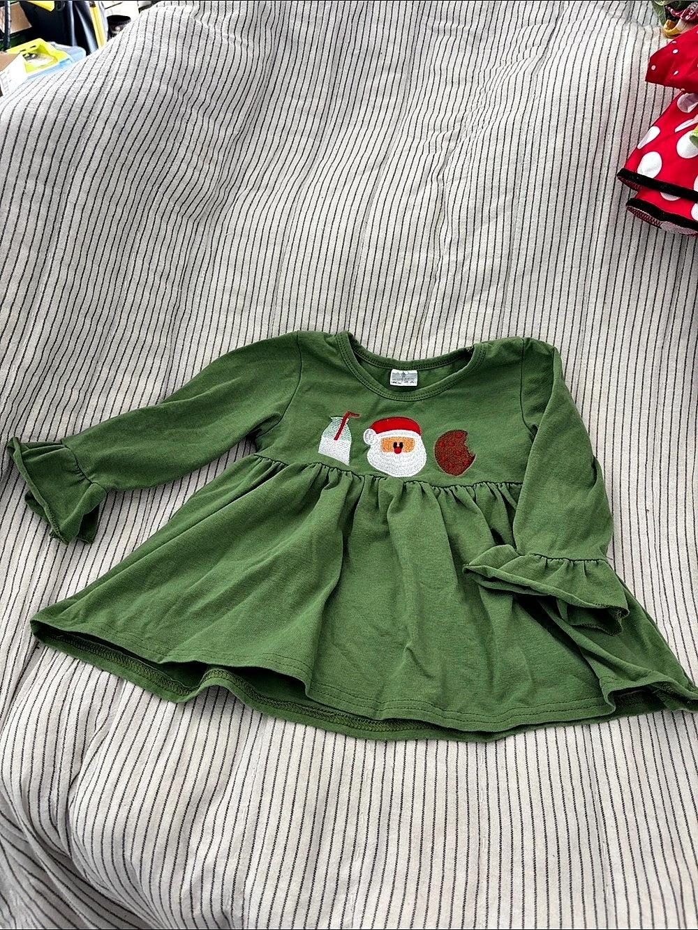 Girls Green & Red Santa Holiday Dress, Size 2T